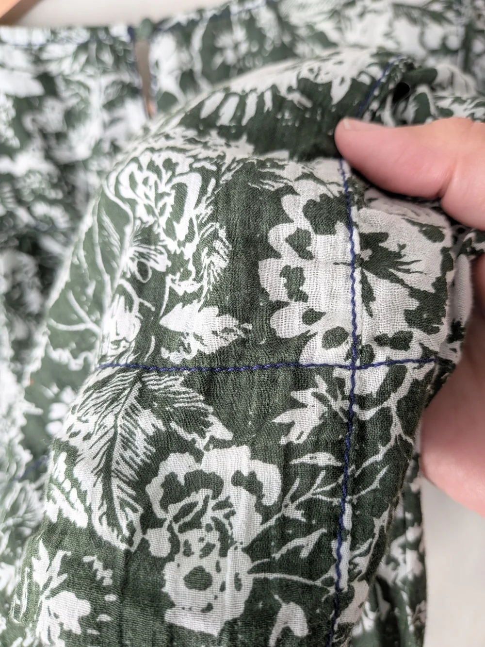 Anthropologie Olive Green Floral Smock Blouse
